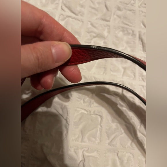 Tory Burch Red Thea Center-Zip Leather Hobo Tote Bag - Picture 16 of 16